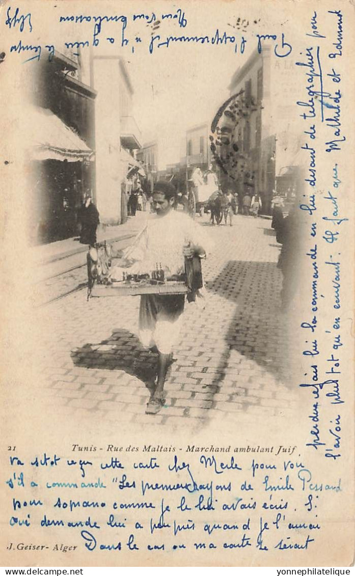 JUDAÏCA - JEWISH - TUNISIE - TUNIS - Rue Des Maltais - Marchand Ambulant Juif  - Jud-480 - Jodendom