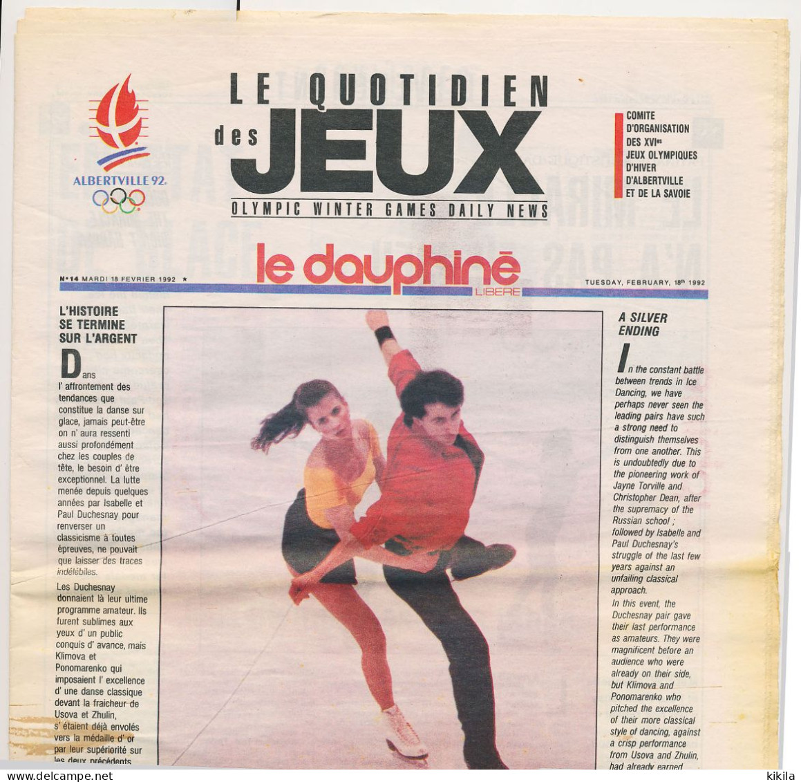 Le Dauphiné Libéré ALBERTVILLE 1992 Le Quotidien Des Jeux XVI° Jeux Olympiques D'Hiver N° 14 Mardi 18 Février 1992 - 1950 - Nu