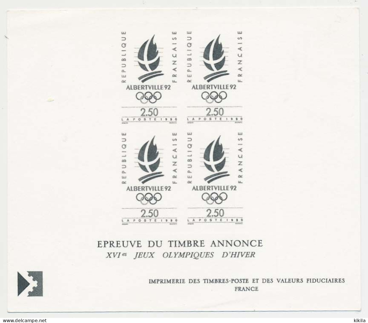 ALBERTVILLE 1992 XVI° Jeux Olympiques D'Hiver épreuve Du Timbre Annonce - Luxury Proofs