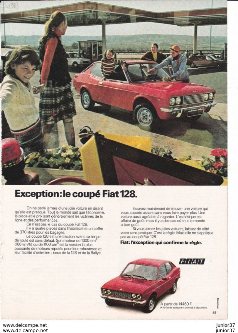 4 Feuillets De Magazine Fiat 128 Berlinetta 1975, Coupé 1973,  LS 1300 1972, Special 1974 - Coches
