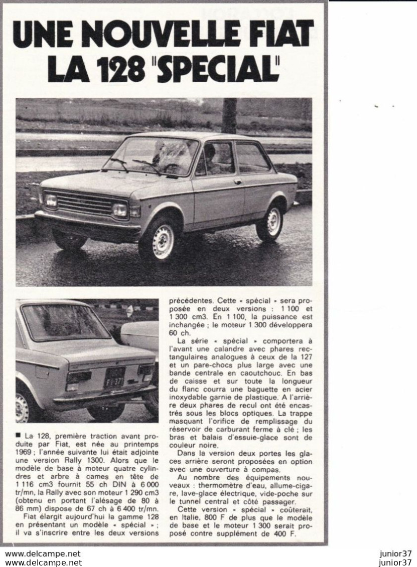 4 Feuillets De Magazine Fiat 128 Berlinetta 1975, Coupé 1973,  LS 1300 1972, Special 1974 - Voitures