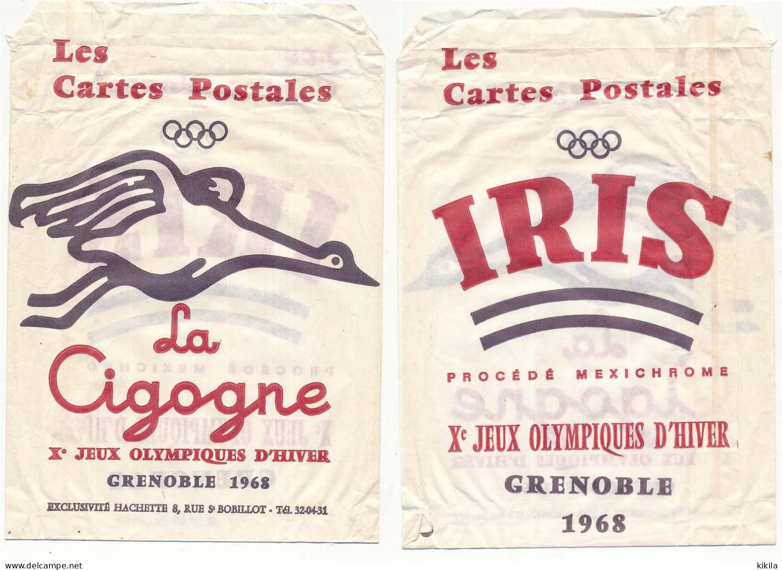 Pochette Papier Pour Cartes Postale Des Editions De La Cigogne X° Jeux Olympiques D'Hiver Grenoble 1968 - Bekleidung, Souvenirs Und Sonstige