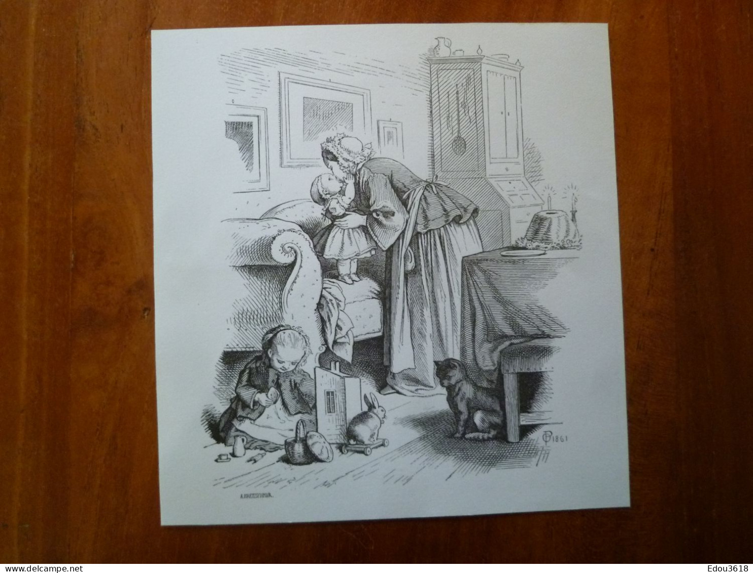 Oscar Ou Oskar Pletsch (1830-1888) Illustrateur Dessin Sur Carte 13x14cm Illustrant L'alphabet : Y Comme Yeux - Autres & Non Classés