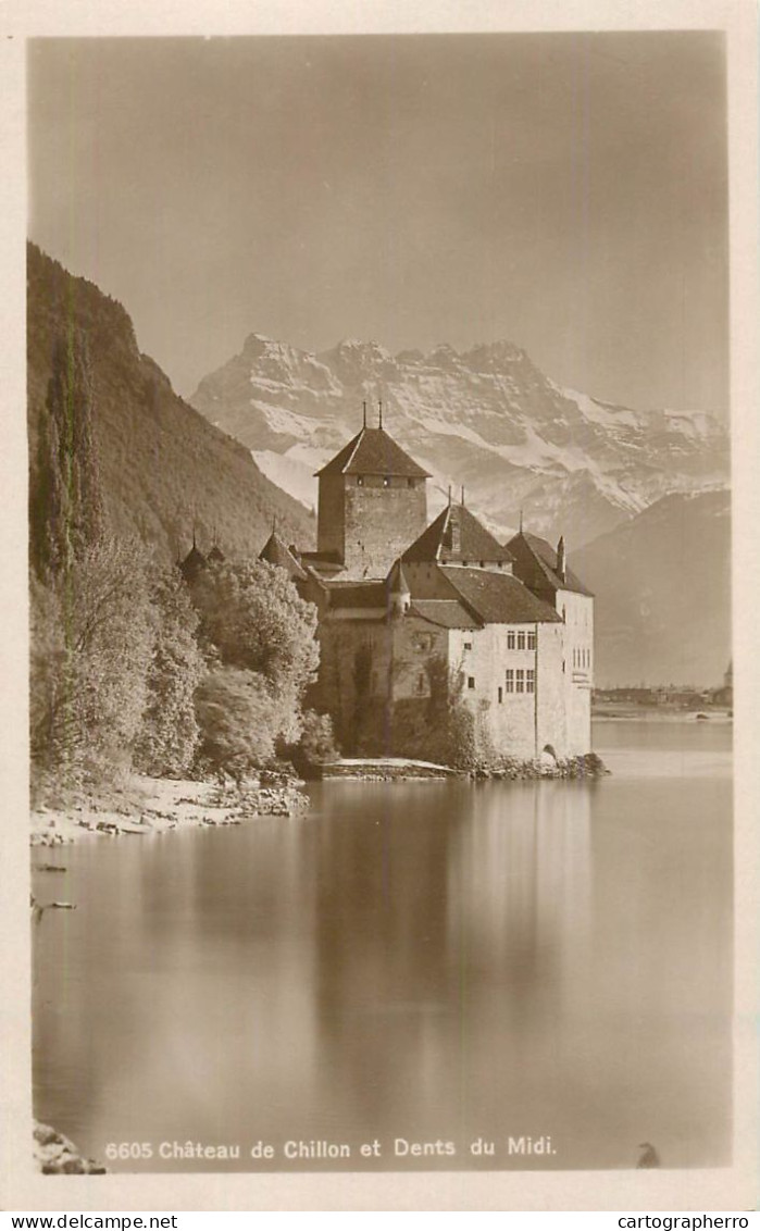 Switzerland Postcard Chateau De Chillon Et Dents Du Midi - Other & Unclassified