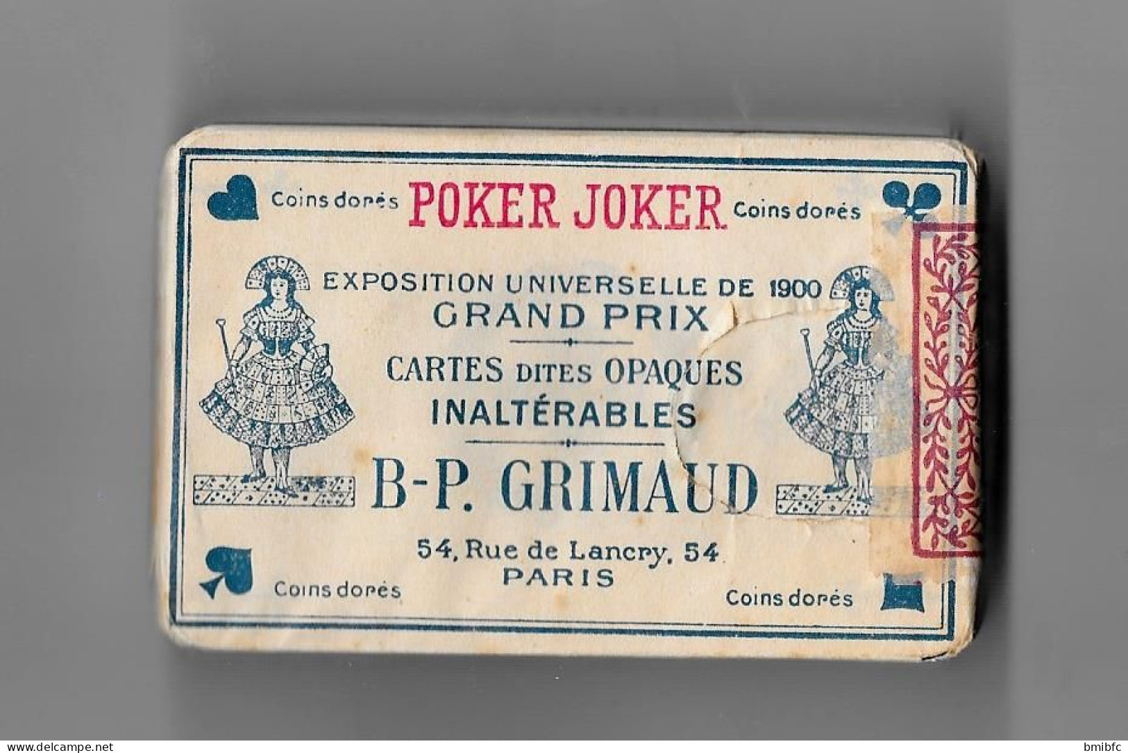 POKER JOKER - EXPOSITION UNIVERSELLE DE 1900 GRAND PRIX - Cartes Dites Opaques    B-P. GRIMAUD - PARIS - Autres & Non Classés