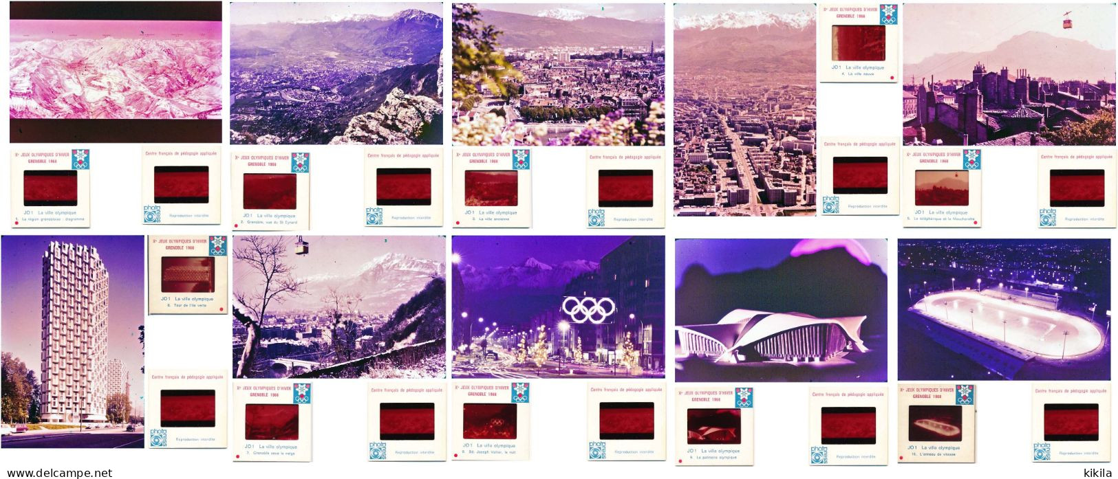 10 Diapositives Diapo N° 1 à 10 Les Jeux Olympiques D'Hiver GRENOBLE 1968 JO 1 La Ville Olympique - Diapositivas