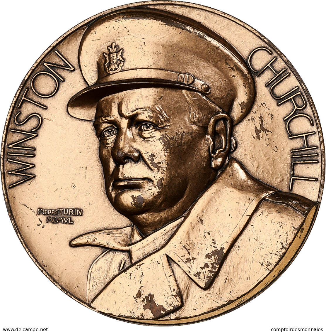 France, Médaille, Winston Churchill, 1960, Bronze, Turin, TTB+ - Andere & Zonder Classificatie