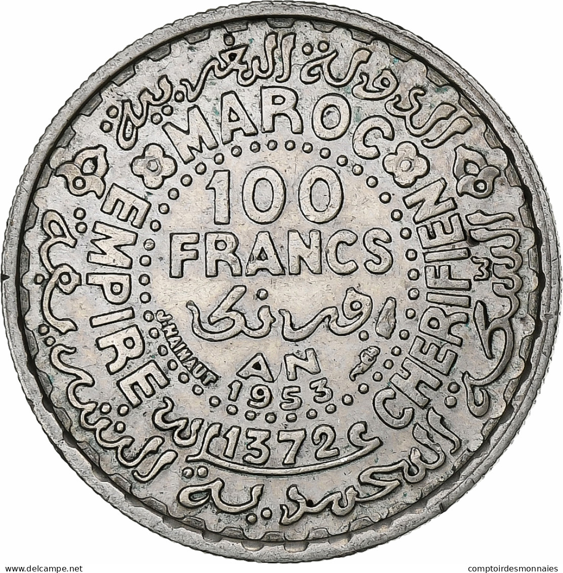 Maroc, Mohammed V, 100 Francs, 1953, Paris, Argent, TTB+, KM:52 - Maroc
