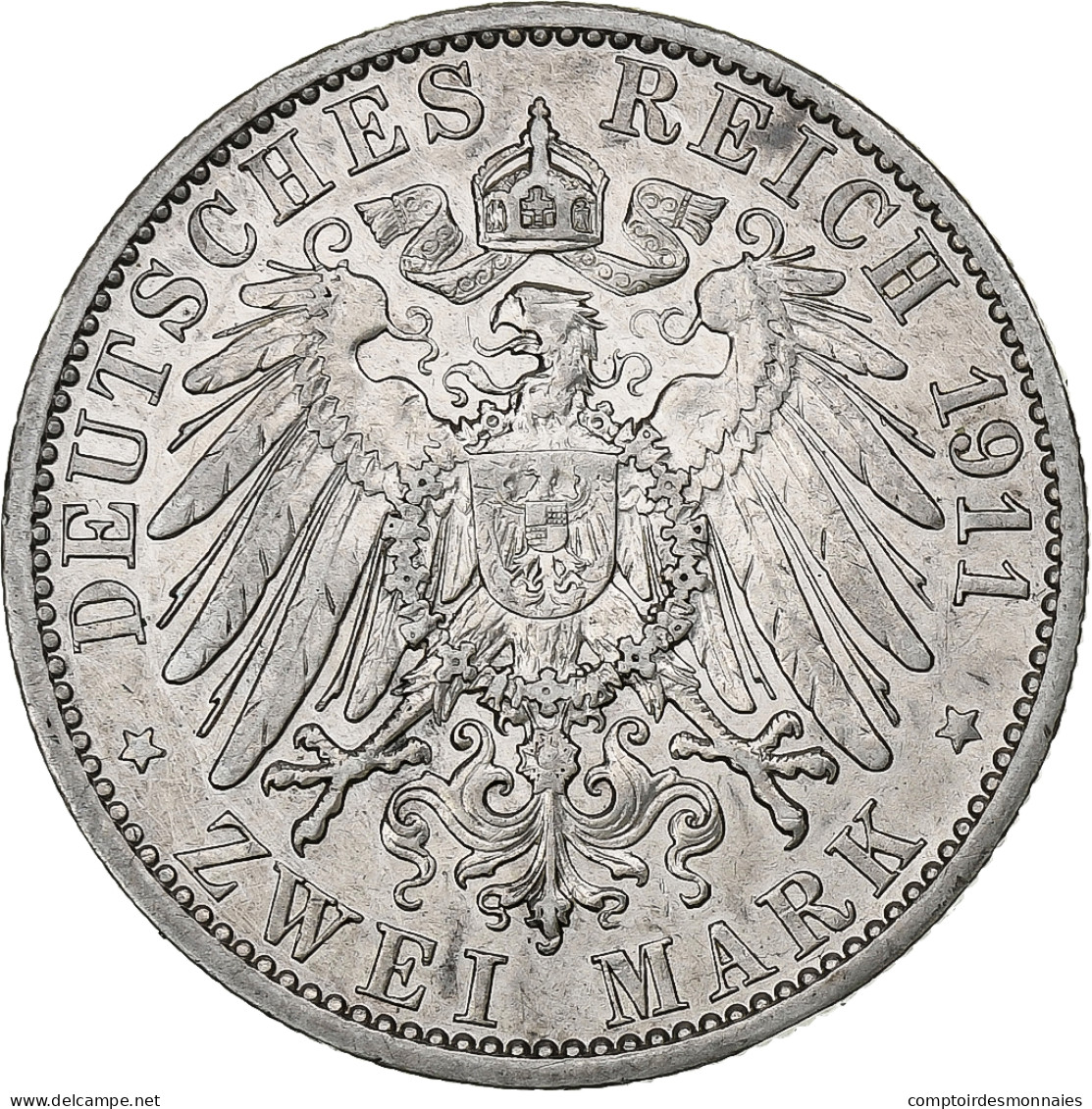 Etats Allemands, PRUSSIA, Wilhelm II, 2 Mark, 1911, Berlin, Argent, TTB, KM:522 - Sonstige & Ohne Zuordnung