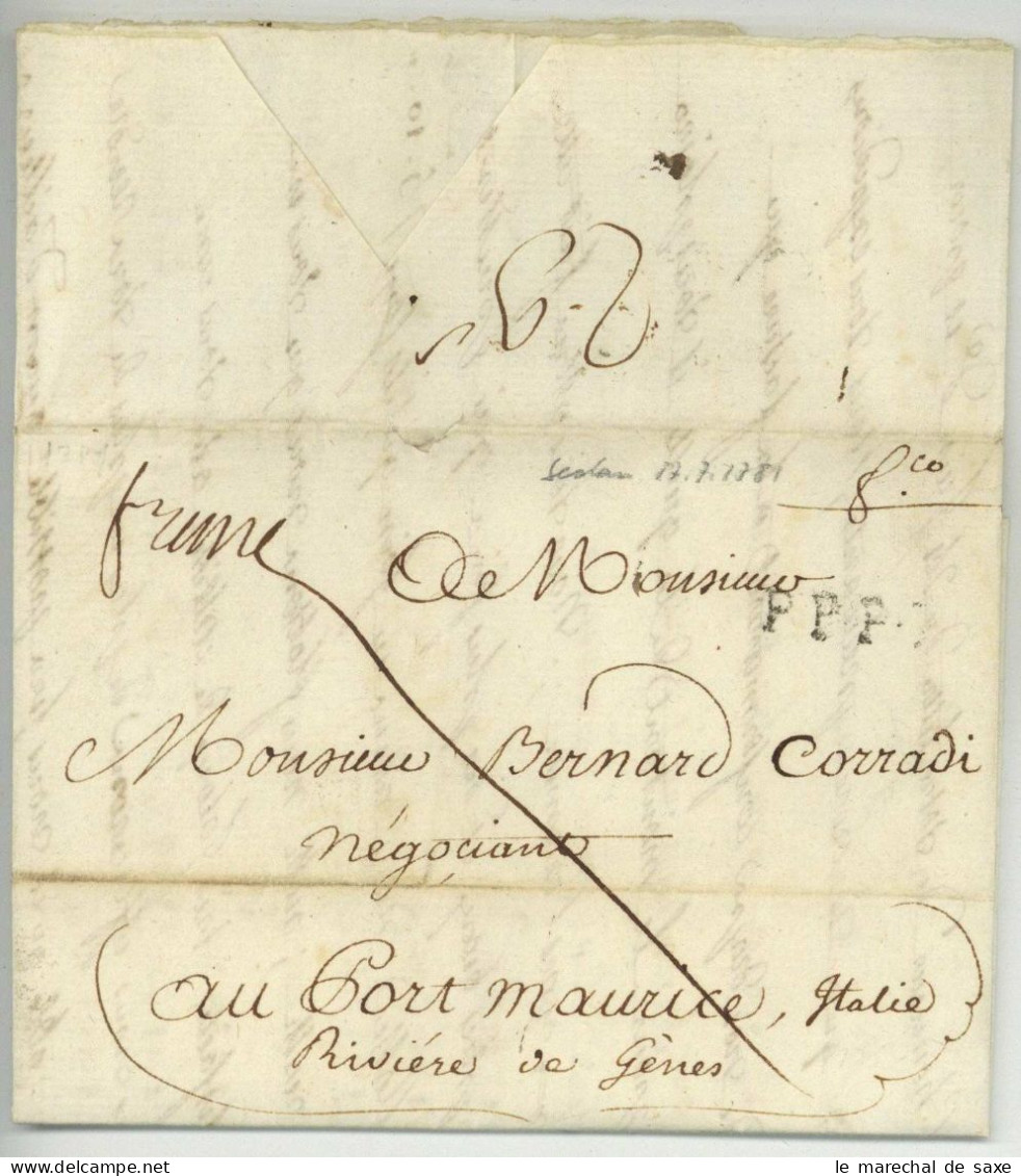 Sedan 1781 Pour Port Maurice Italie Porto Maurizio + Franc + P.P.P.P. - 1701-1800: Précurseurs XVIII