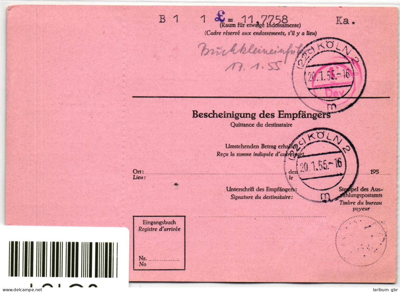 Berlin 53 Auf Auslandspostanweisung #JG184 - Other & Unclassified