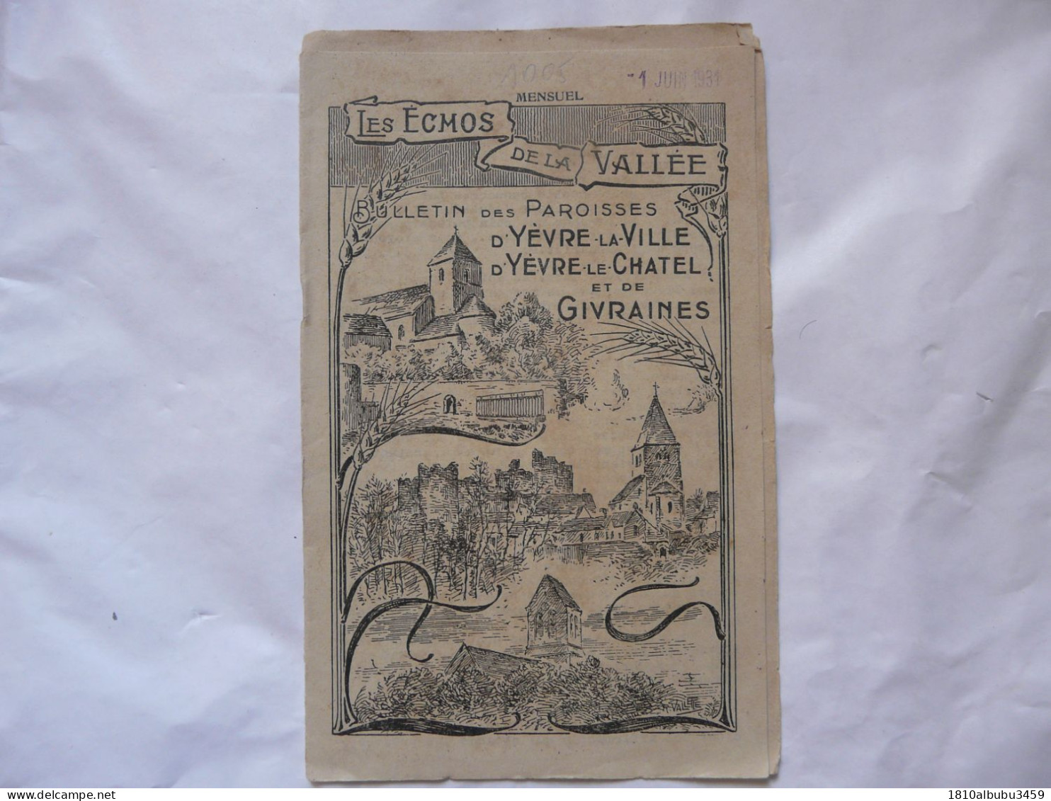 LES ECHOS DE LA VALLEE - BULLETIN DES PAROISSES D'YEVRE-LA-VILLE, D'YEVRES-LE-CHATEL Et De GIVRAINES 1931 - Religion