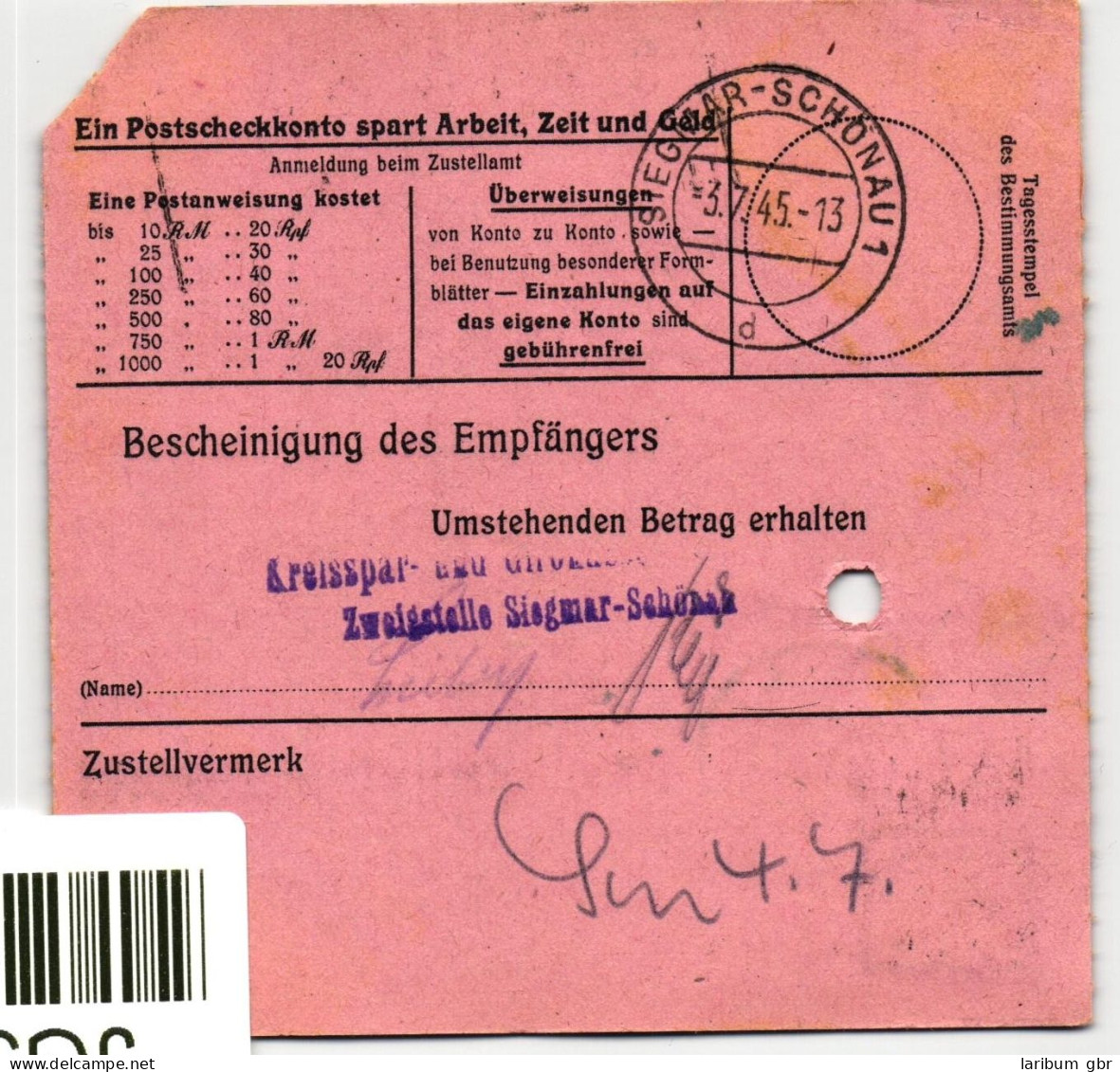 SBZ, Sächsische Schwärzungen Auf Postanweisung #JG331 - Otros & Sin Clasificación