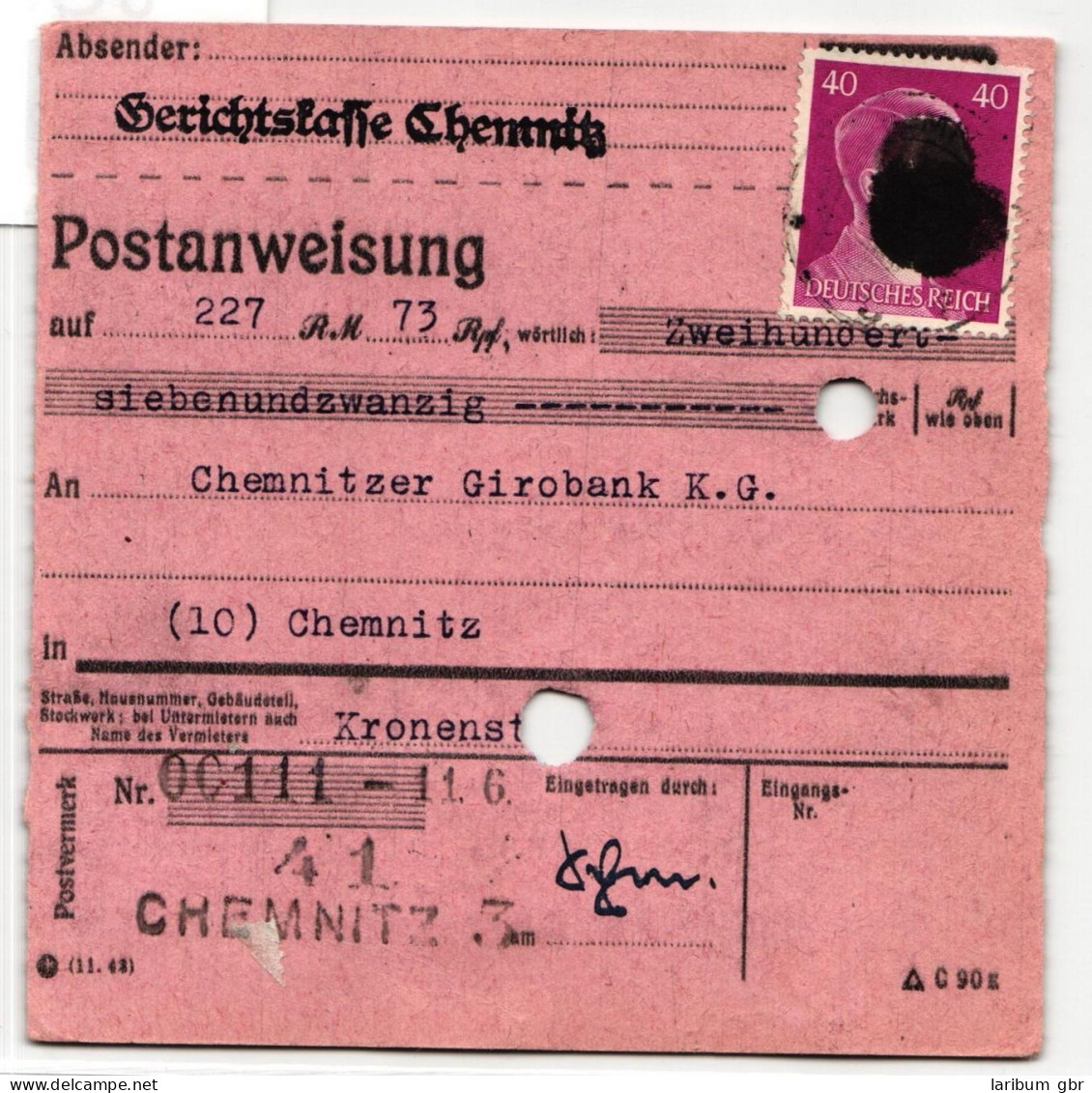 SBZ, Sächsische Schwärzungen Auf Postanweisung, Signiert Heber #JG321 - Otros & Sin Clasificación