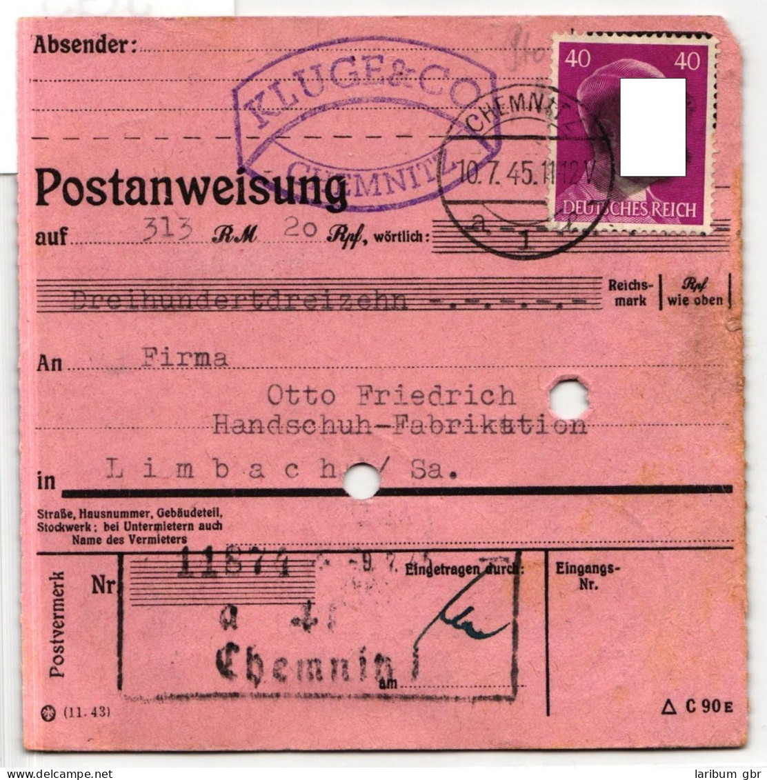 SBZ, Sächsische Schwärzungen Auf Postanweisung #JG322 - Other & Unclassified