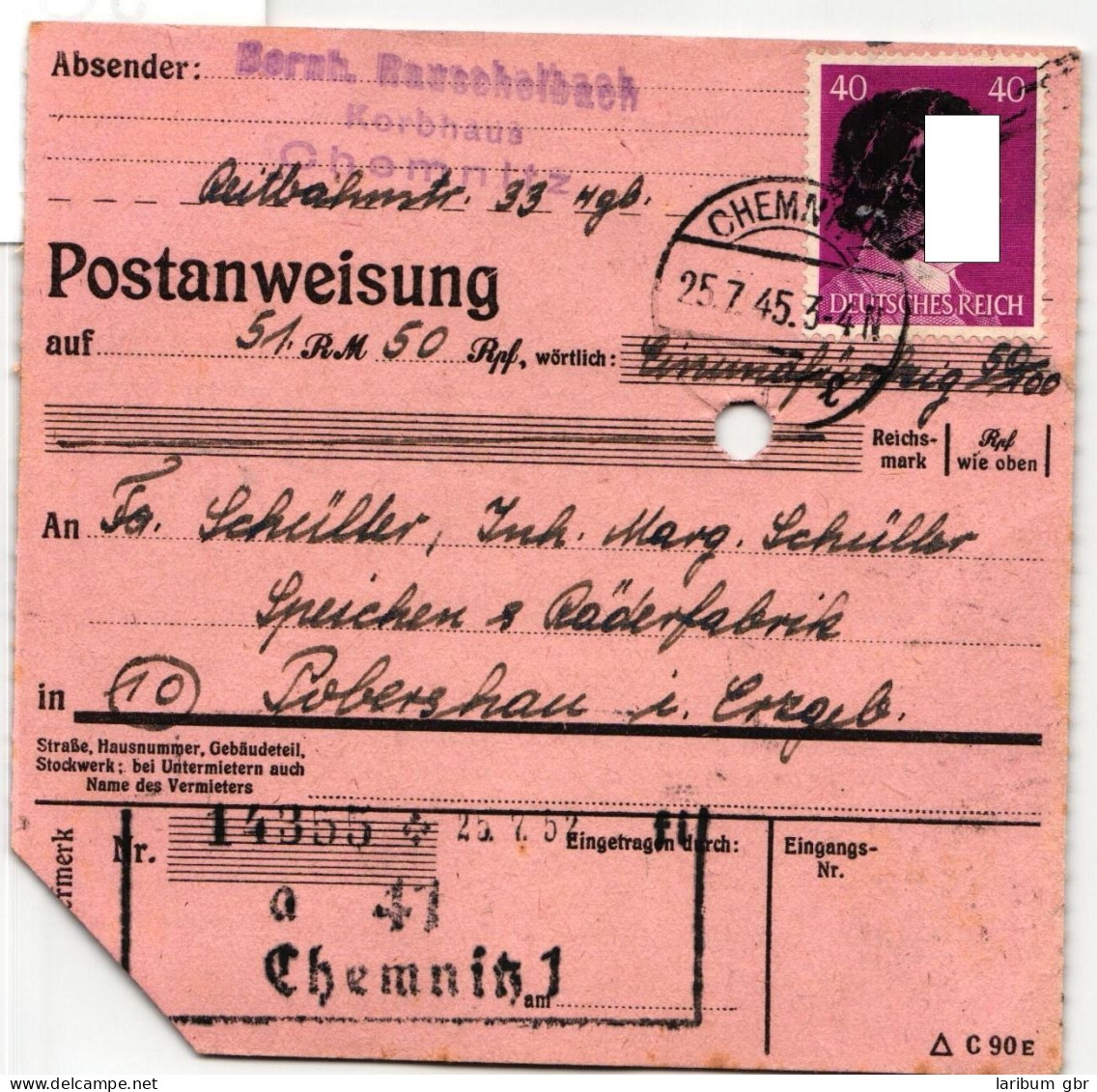 SBZ, Sächsische Schwärzungen Auf Postanweisung #JG327 - Other & Unclassified