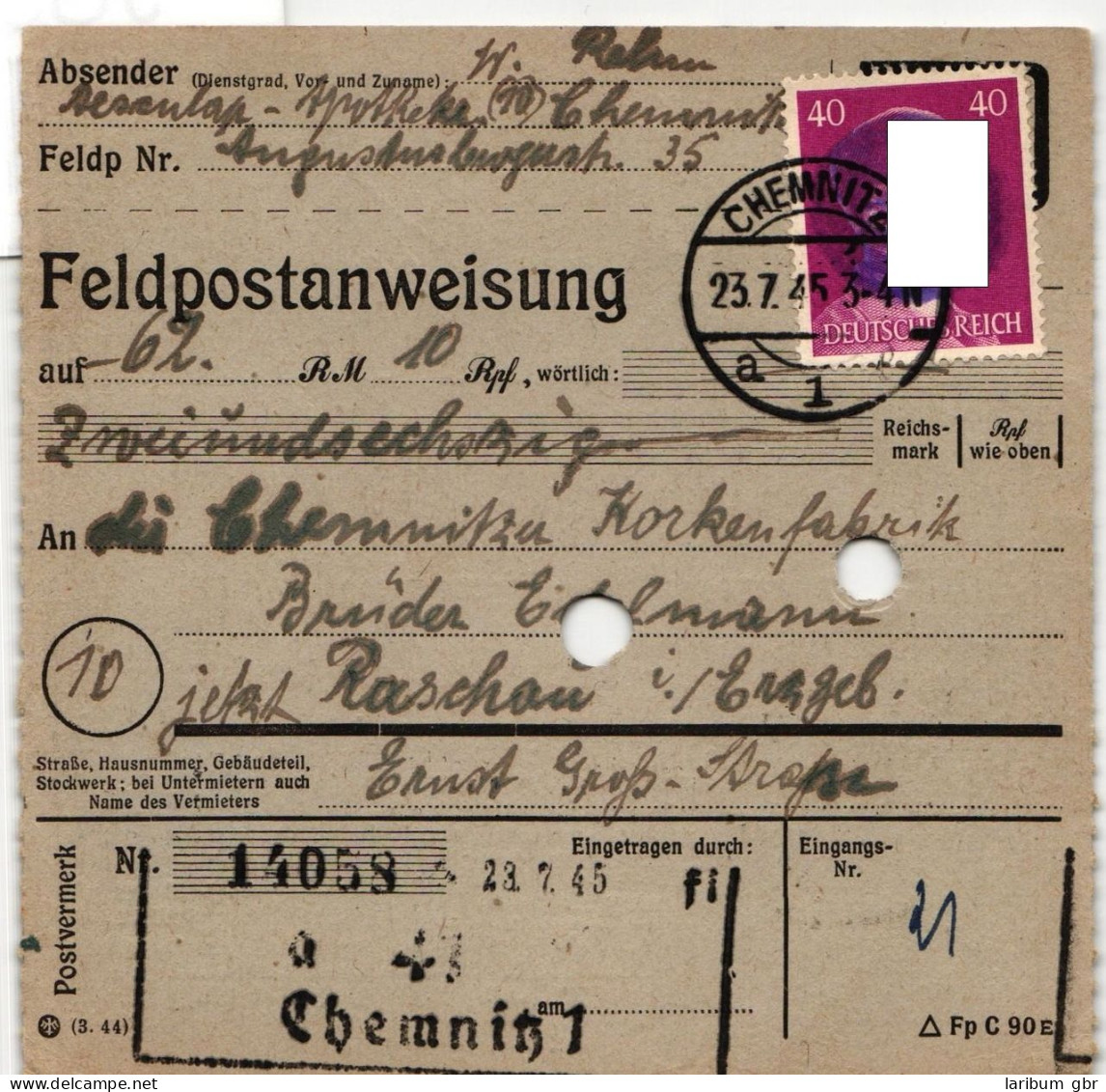 SBZ, Sächsische Schwärzungen Auf Postanweisung #JG332 - Other & Unclassified