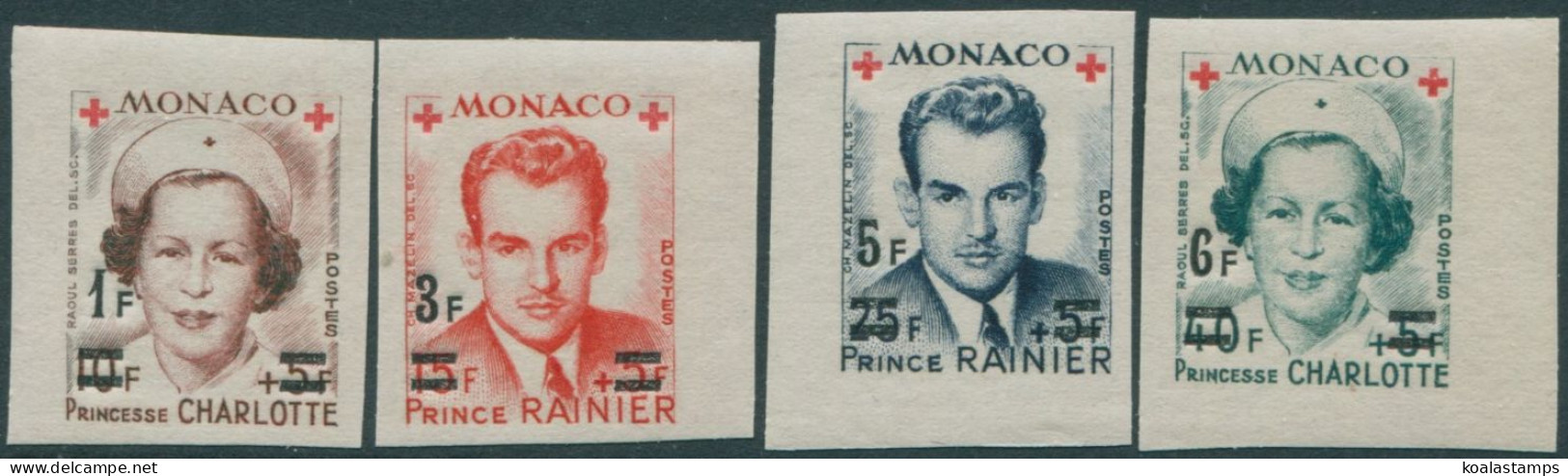 Monaco 1951 SG459 Red Cross Ovpts Singles Imperf MLH - Autres & Non Classés