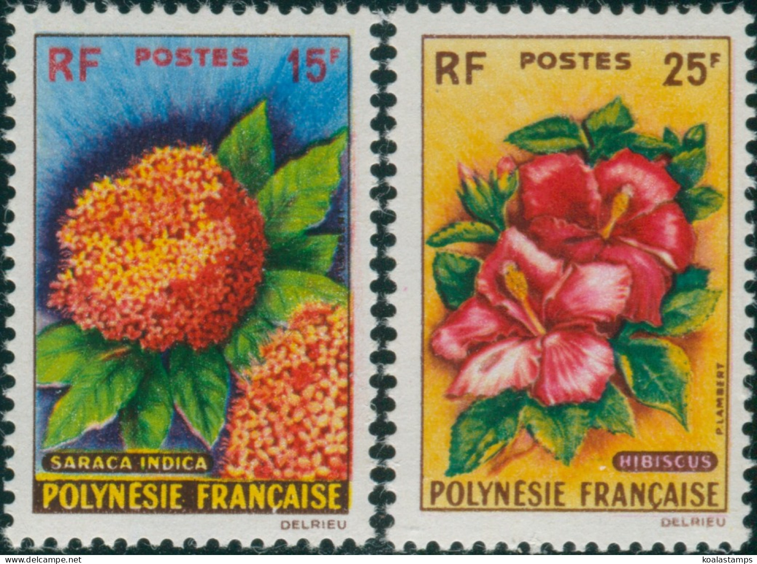 French Polynesia 1962 Sc#196-197,SG20-21 Flowers Set MLH - Sonstige & Ohne Zuordnung
