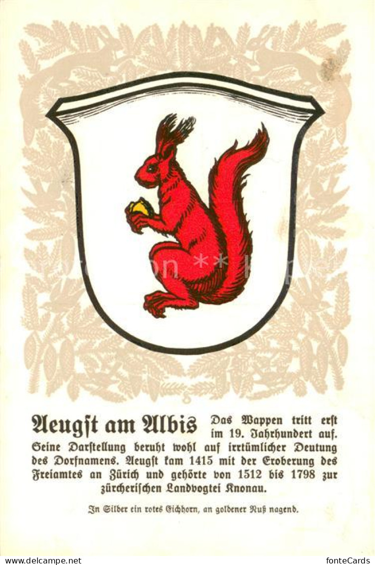 13707596 Aeugst Albis Wappen Serie Zuercher Gemeindewappen Serie XV Nr. 71 Aeugs - Sonstige & Ohne Zuordnung