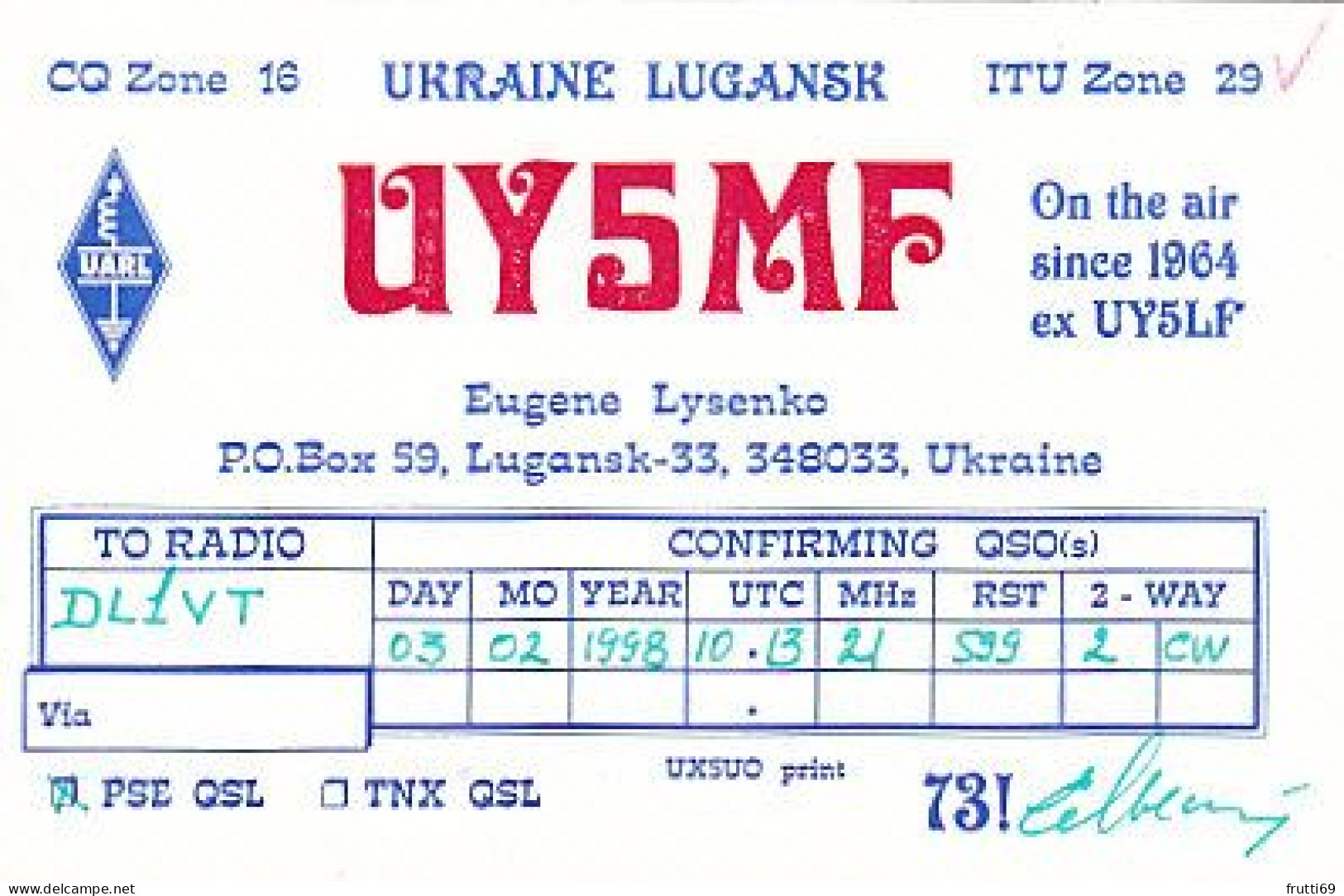 AK 210576 QSL - Ukraine - Lugansk - Amateurfunk