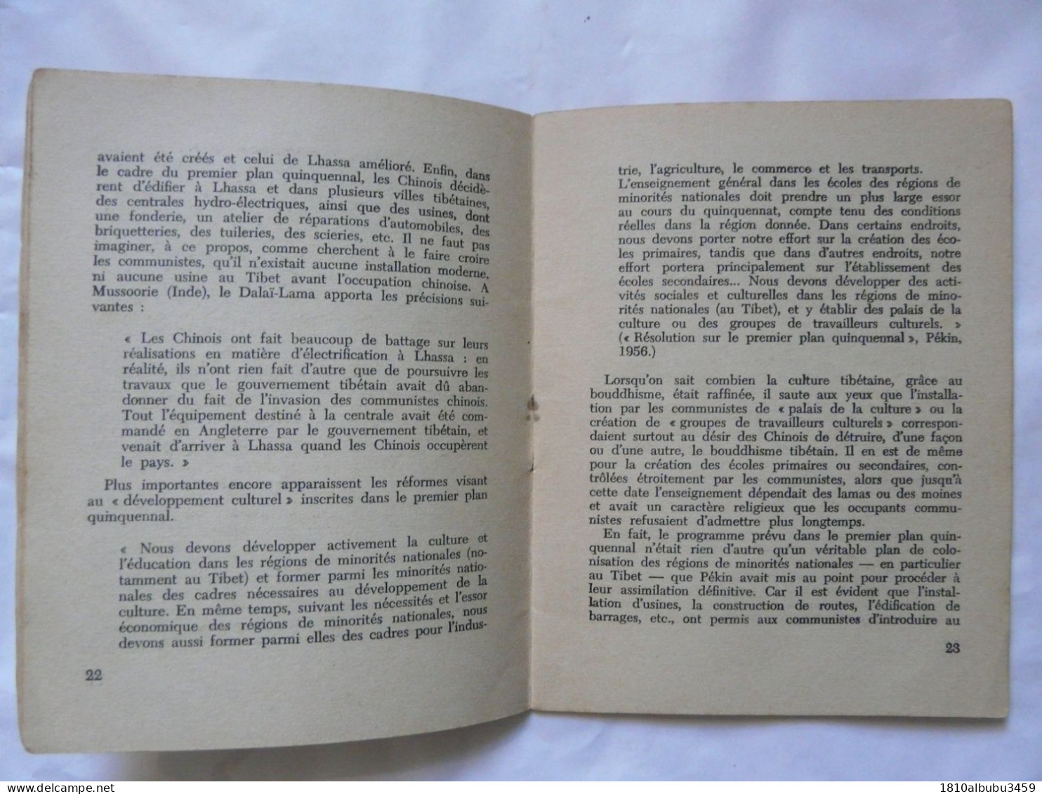 Bulletin D'Etudes Et D'Informations Politiques Internationales : LE COLONIALISME CHINOIS AU TIBET 1962 - Politique