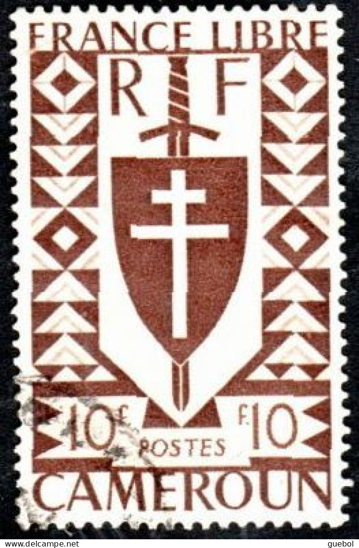 Cameroun Obl. N° 261 - Série De Londres - Glaive, Bouclier à La Croix De Lorraine Le 10f Brun - Used Stamps
