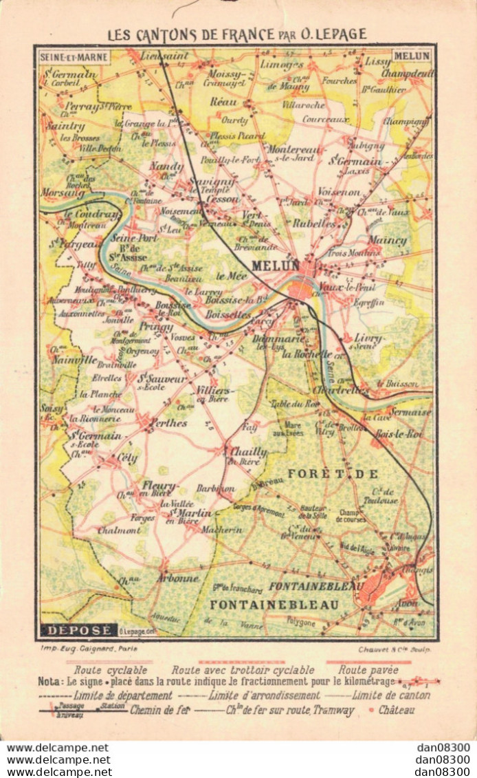 77 CARTE GEOGRAPHIQUE DE LA SEINE ET MARNE REALISEE PAR O. LEPAGE - Landkaarten