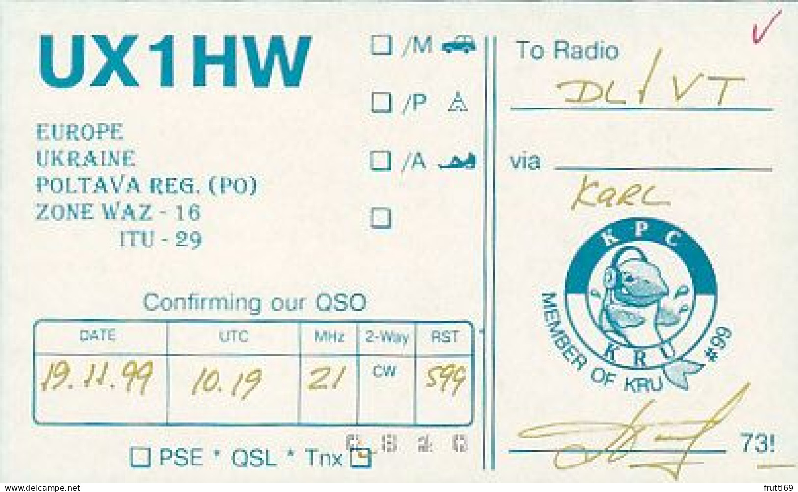 AK 210578 QSL - USSR - Ukraine - Kremenchug - Radio Amateur