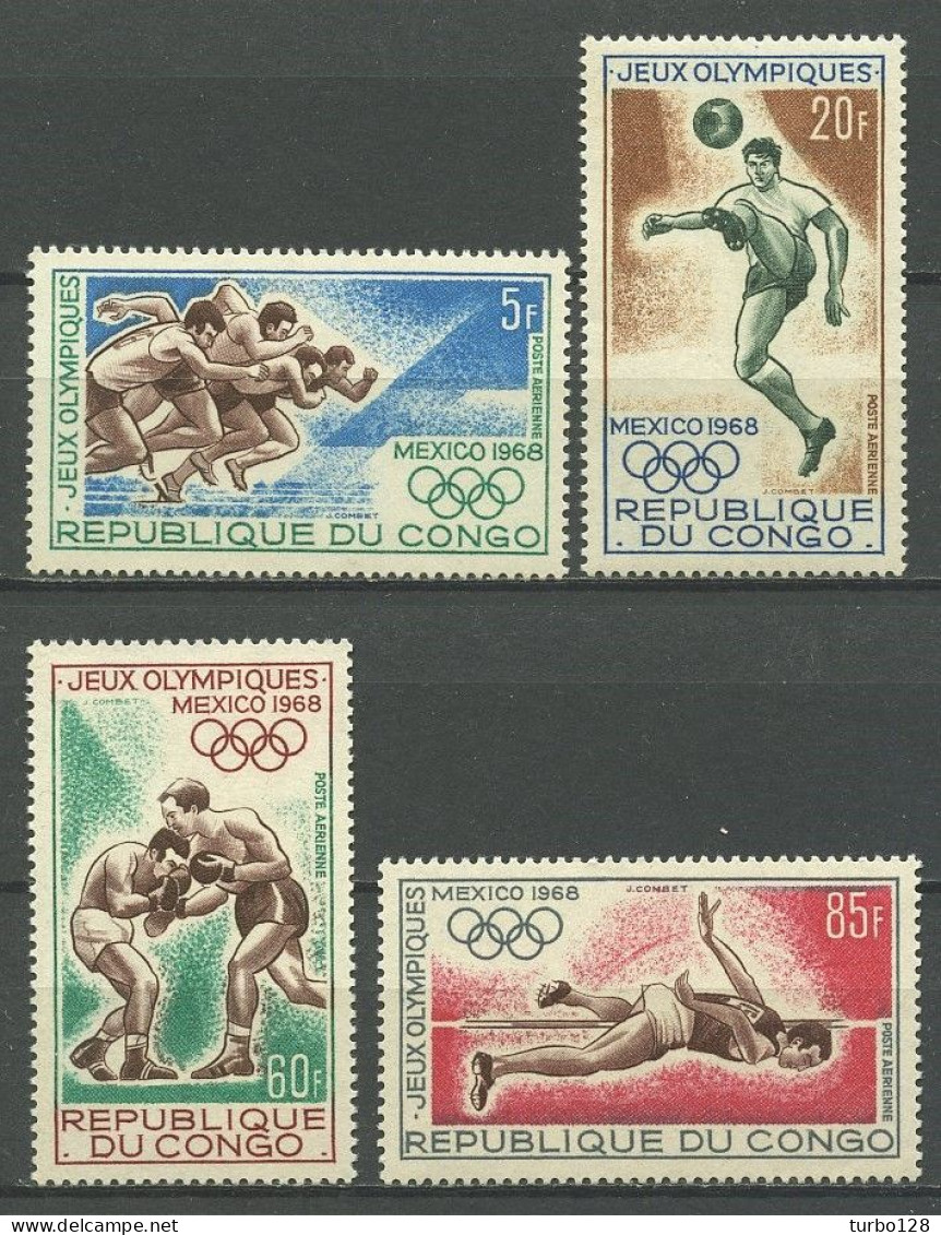 CONGO 1968 PA N° 74/77 ** Neufs MNH Superbes C 5 € Sports Jeux Olympiques Mexico Football Course Boxe Saut Games - Neufs