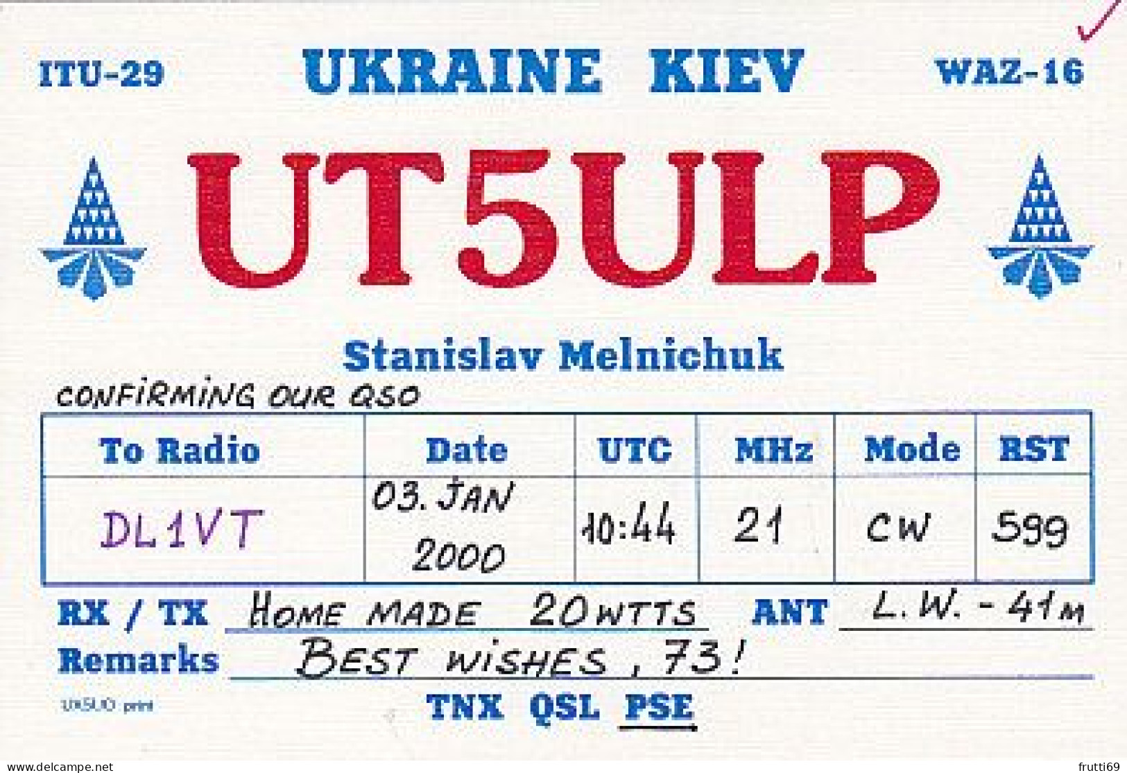 AK 210579 QSL - USSR - Ukraine - Kiev - Radio Amateur