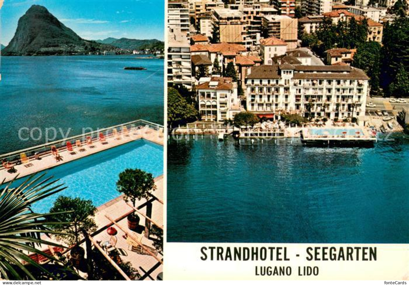 13635236 Lugano TI Strandhotel Seegarten Swimming Pool Luganersee Fiegeraufnahme - Other & Unclassified