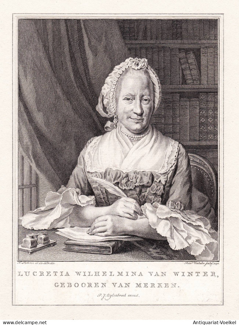 Lucretia Wilhelmina Van Winter - Lucretia Wilhelmina Van Merken (1721-1789) Dutch Female Poet Playwright - Stiche & Gravuren