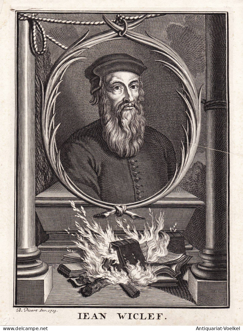 Jean Wiclef - John Wycliffe (c. 1330-1384) English Philosopher Bible Translator Portrait - Estampas & Grabados