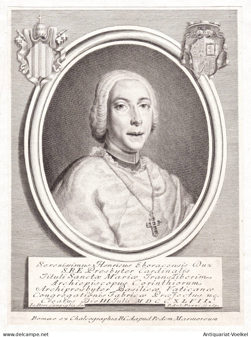 Serenissimus Henricus Eboracensis Dux S. R. E.... - Henry Benedict Stuart (1725-1807) Cardinal Duke Of York Po - Prenten & Gravure