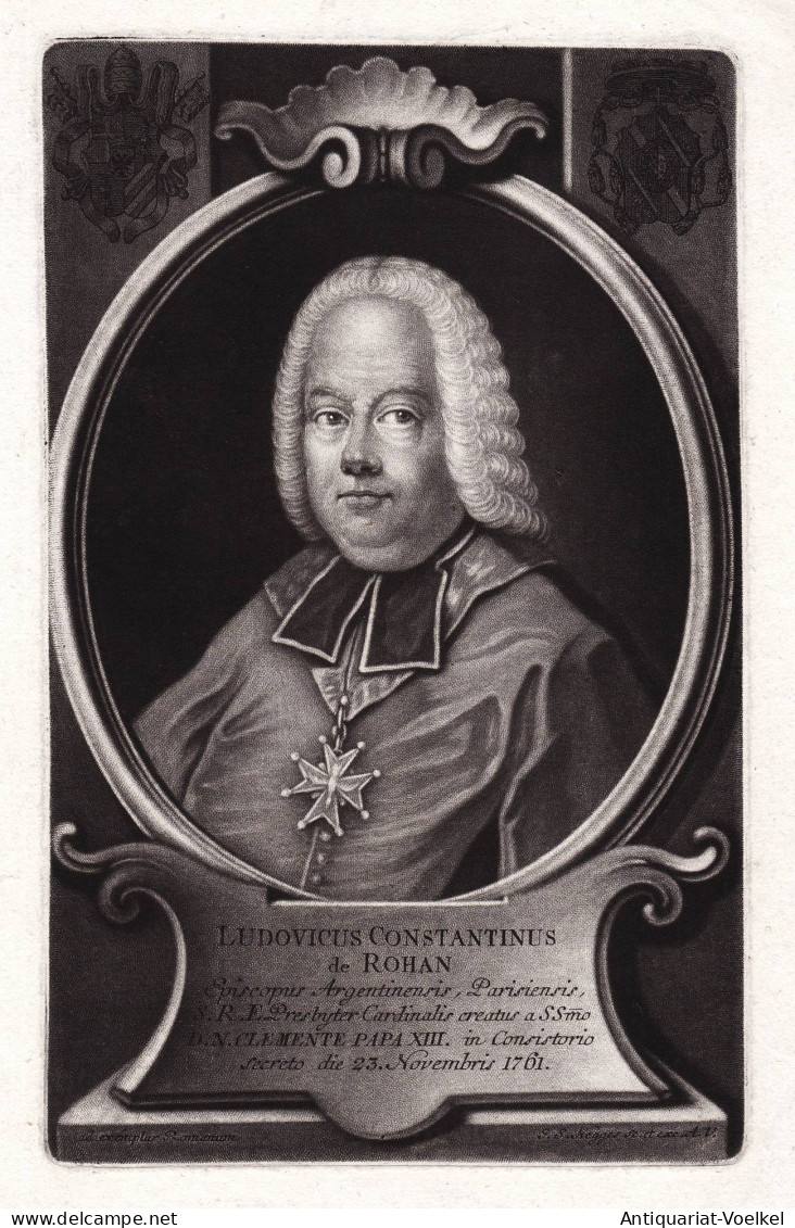Ludovicus Constantinus De Rohan - Louis Cesar Constantin De Rohan-Guemene (1697-1779) Strasbourg Cardinal Kard - Stiche & Gravuren