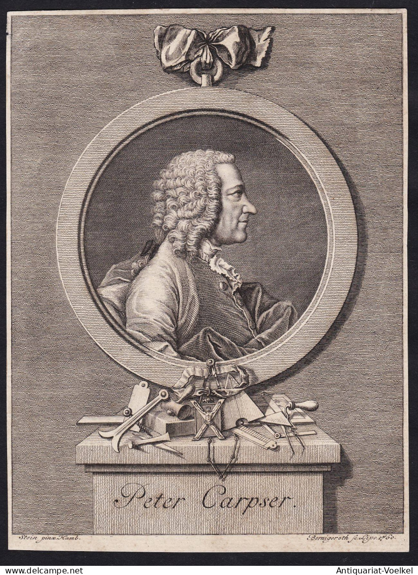 Peter Carpser - Peter Carpser (c.1696-1759) Hamburg Arzt Wundarzt Freimaurer Mediziner Doctor Portrait - Stiche & Gravuren