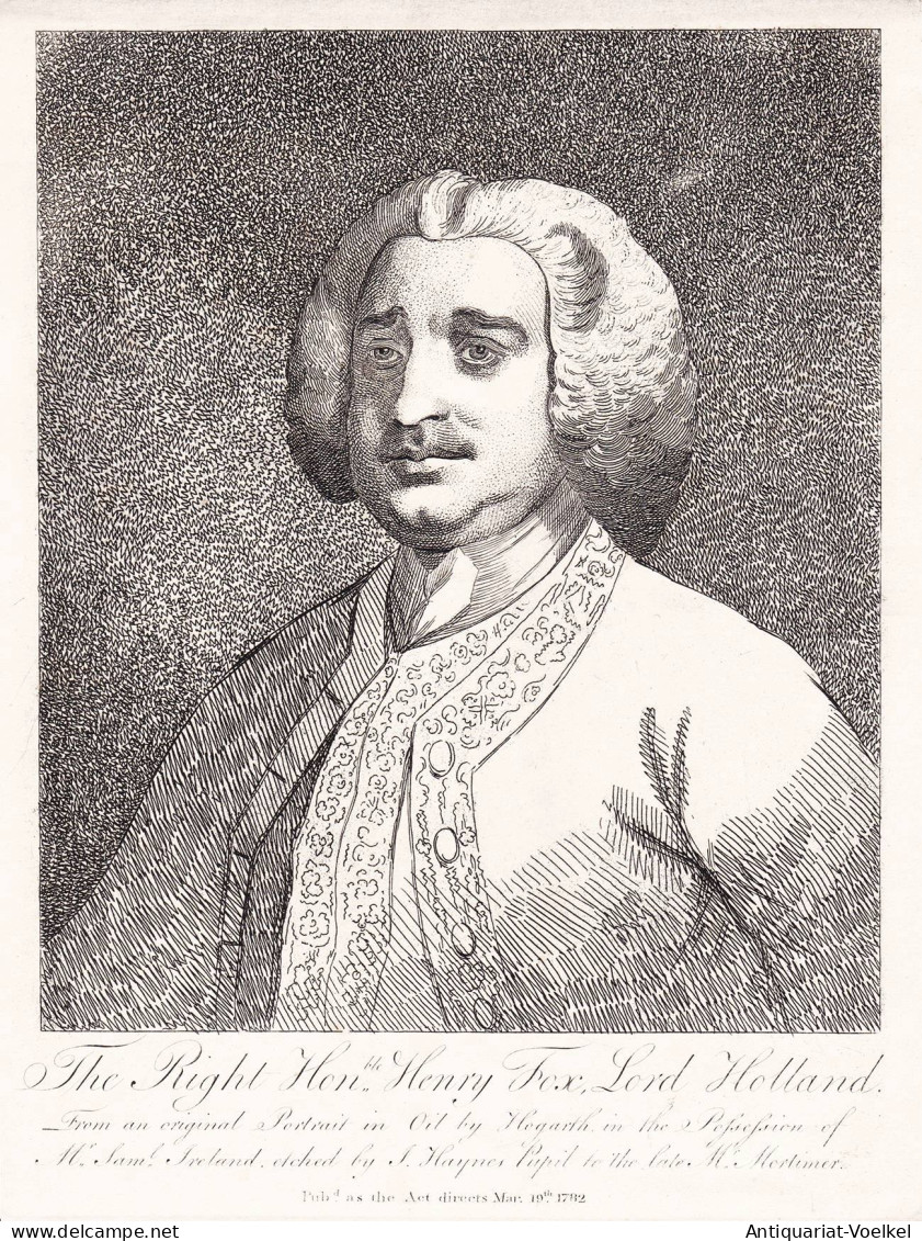 The Right  Henry Fox, Lord Holland. - Henry Fox, 1st Baron Holland (1705-1774) English Peer Whig Politician Po - Estampes & Gravures