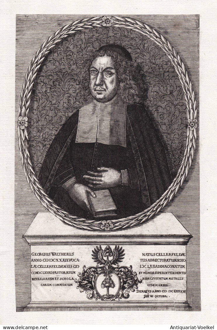 Georgius Waltherius - Georg Walther (1639-1683) Zellerfeld Rektor Clausthal Portrait - Stampe & Incisioni