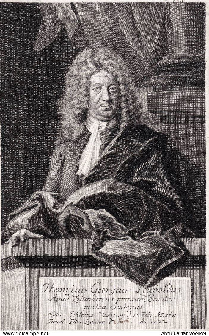 Heinricus Georgius Leupoldus - Heinrich Georg Leupold (1651-1722) Zittau Schleiz Vogtland Lausitz Portrait - Stiche & Gravuren