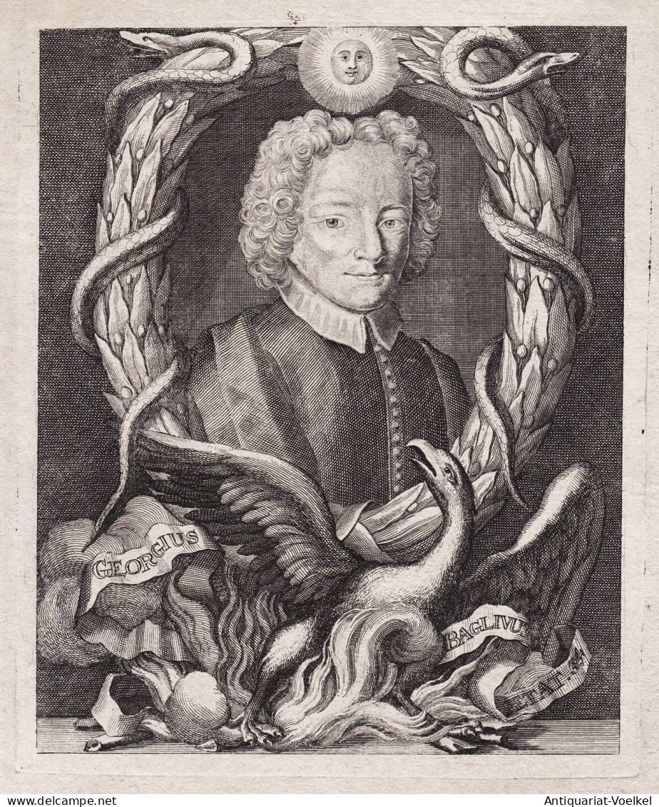 Georgius Baglius - Giorgio Baglivi (1668-1707) Italian Physician Arzt Doctor Mediziner Portrait - Stampe & Incisioni