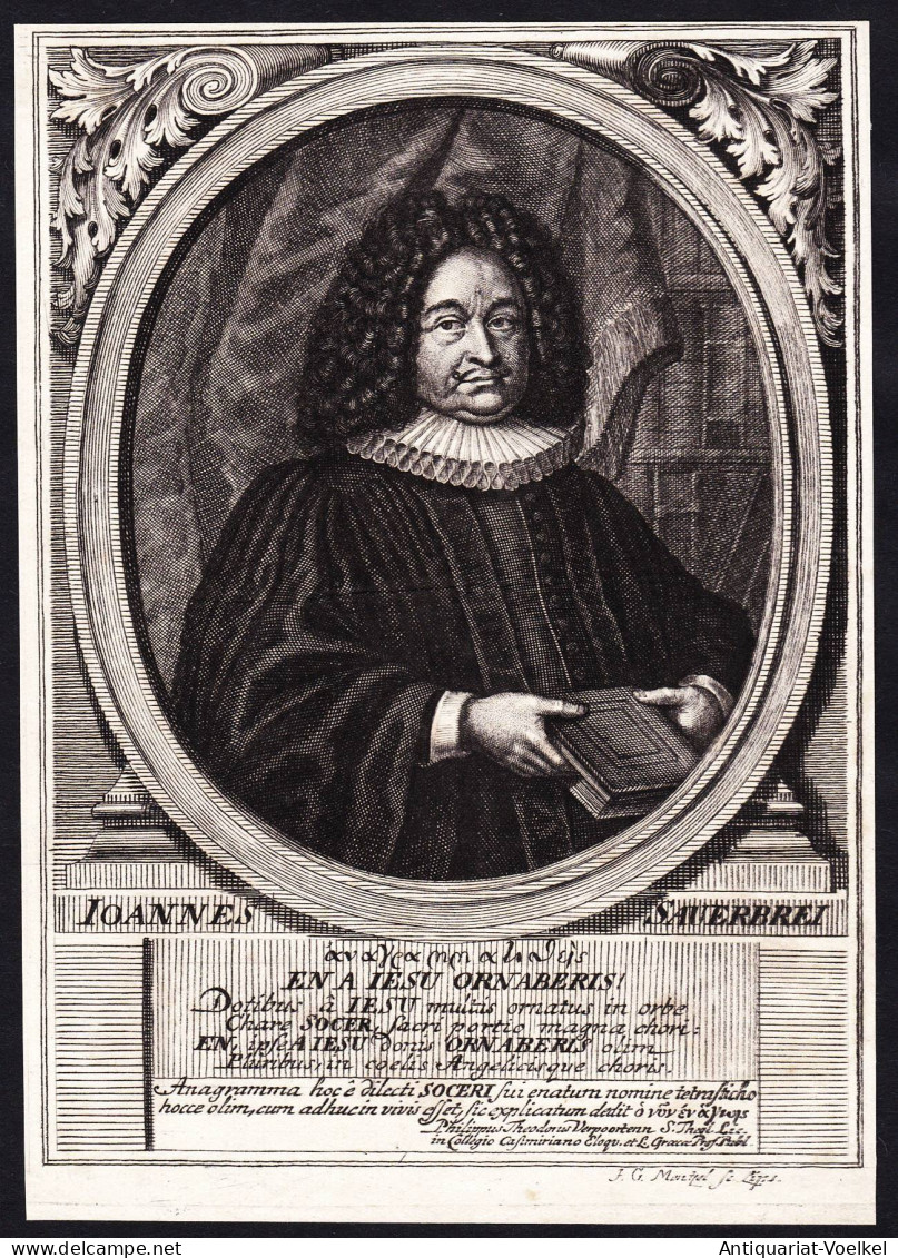 Ioannes Sauerbrei - Johann Sauerbrei (1644-1721) Hildburghausen Erfurt Historiker Theologe Coburg Altdorf Port - Prints & Engravings
