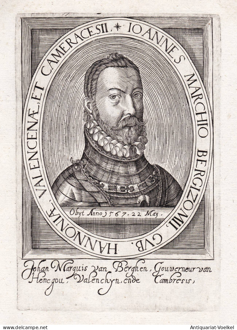Ioannes Marchio Bergizomii - Jan IV Van Glymes (1528-1567) Marquess Of Berghes Bergen Op Zoom Portrait - Prenten & Gravure