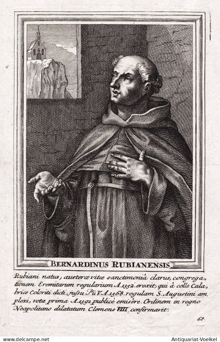 Bernardinus Rubianensis - Bernardo Da Rugliano (1519-1602) Milizia Calabria Fondatore Dell'Ordine Degli Agosti - Prints & Engravings