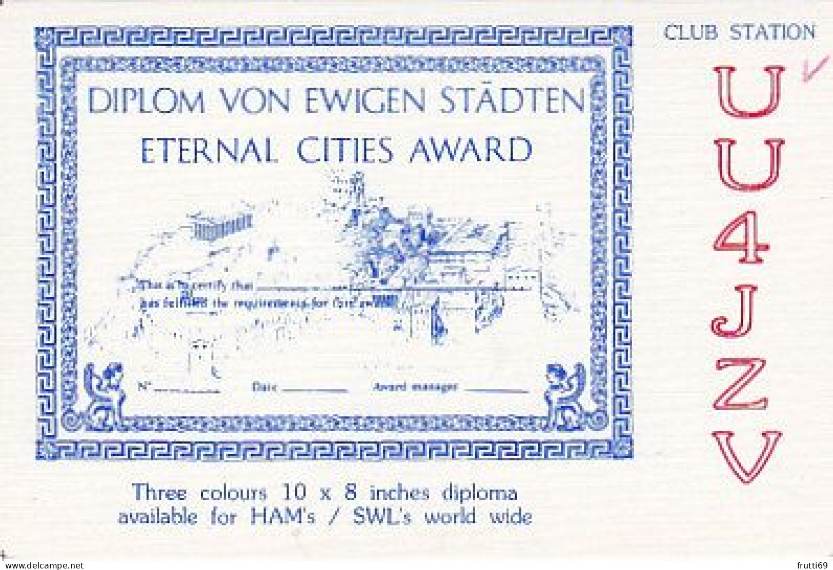 AK 210580 QSL - Eternal Cities Award - Radio Amateur