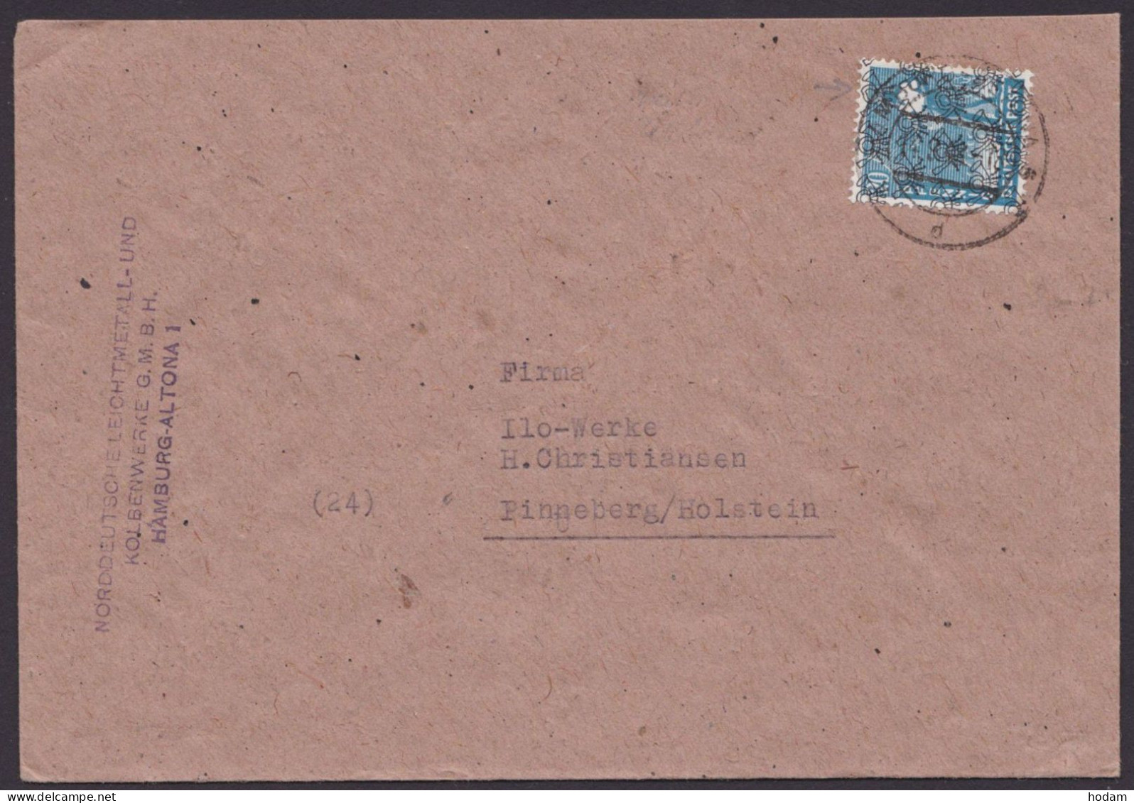 MiNr 43 II. EF. Bedarfsbrief "Hamburg", 14.9.48 - Covers & Documents