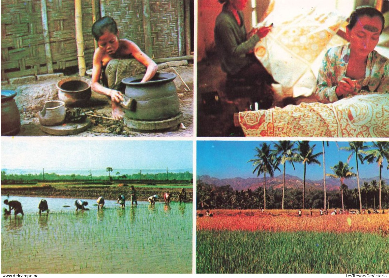 INDONESIE - Harvesting - Planting Rice - Batik Handmade In Yogyakarta - Pouchery At Kasongan Village - Carte Postale - Indonésie
