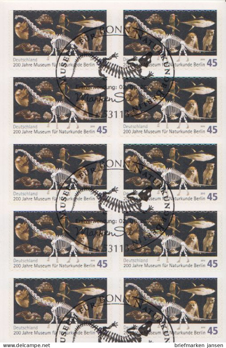 D,Bund Mi.Nr. Folienblatt 5 Museum Naturkunde Berlin Dinosaurier Skl. (10x2780) - Sonstige & Ohne Zuordnung