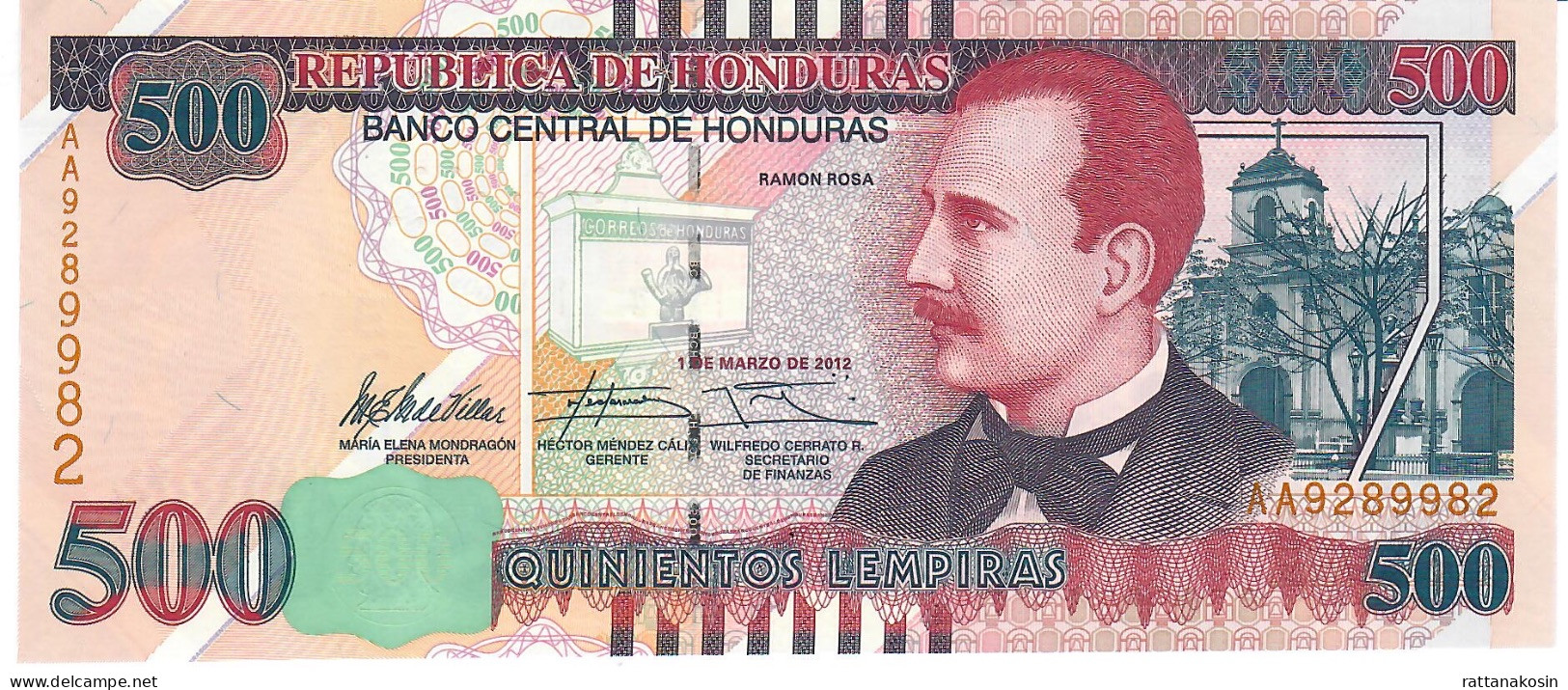 HONDURAS P103a 500 LEMPIRAS 2012 #AA  Signature 31    UNC. - Honduras