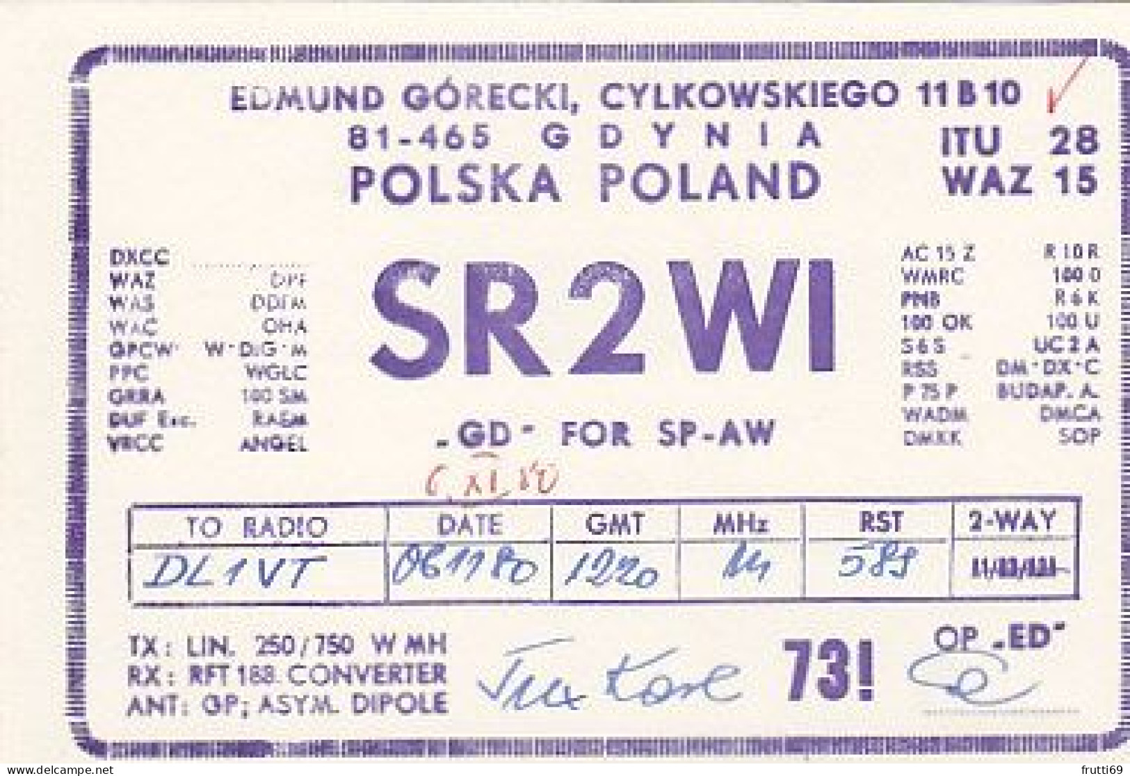 AK 210590 QSL - Poland - Gdynia - Radio-amateur